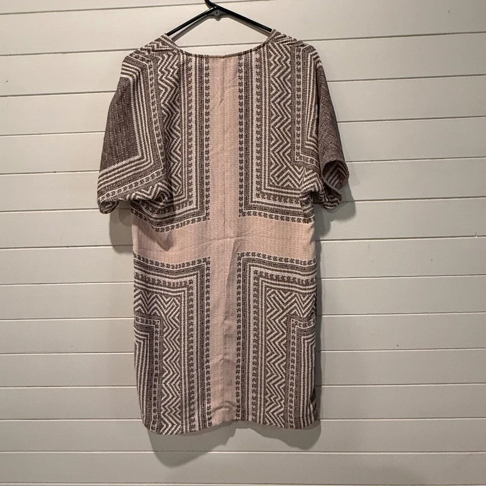 BCBGMAXAZRIA Geometric Print Shift Dress Swim‎ Coverup Pink Brown Small